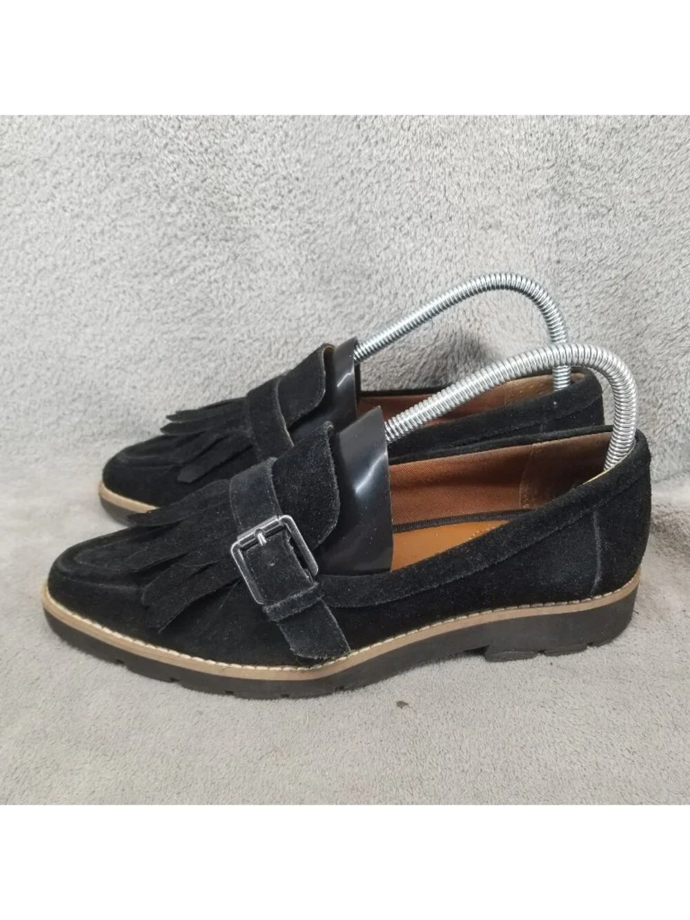 Franco Sarto Shoes Womens Size 7 Darius Black Suede Pointed Toe Loafers *Read*